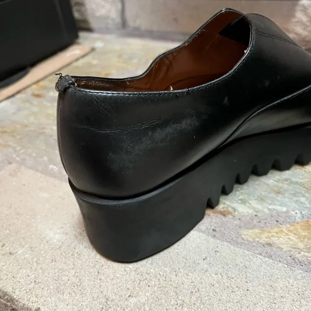 & Other Stories Black Leather Platform Derby Shoes Creepers 8.5